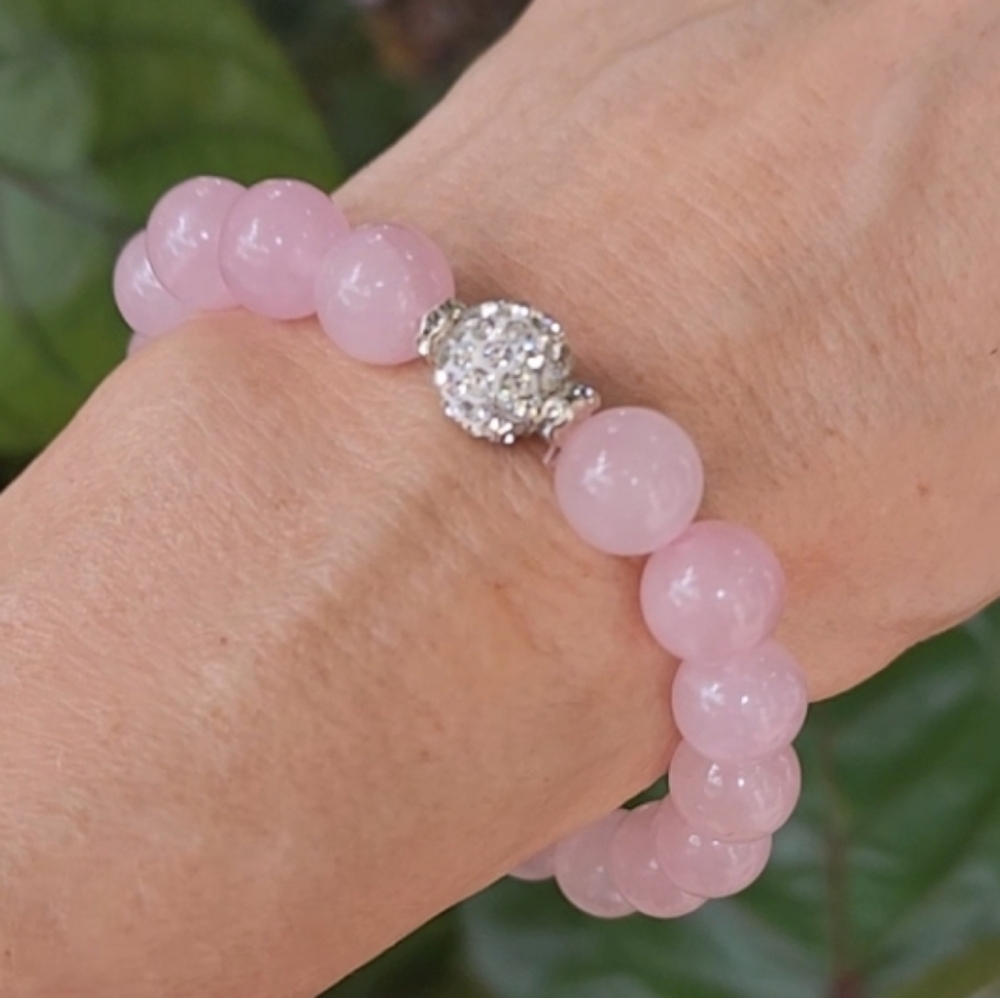 Natural Rose Quartz Stone Crystals Beaded Natural stones Unique Tender Bracelet
